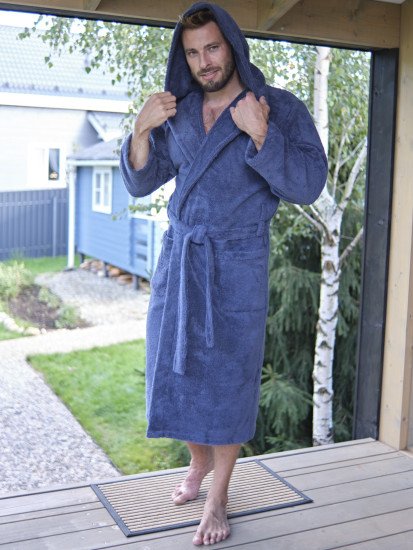 Халат мужской махровый "Vien" Cardinal с капюшоном denim 48-50 (L/XL)