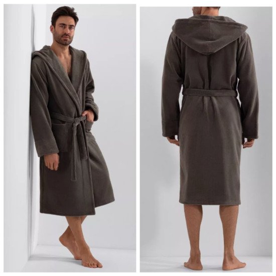Халат мужской велюровый "Vien" Maximus с капюшоном haki 54 (3XL)