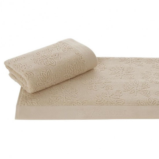 Полотенце махровое 1 шт Leaf бежевый 75*150 см