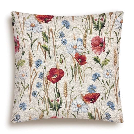 Декоративная наволочка "Гобелен" Разнотравье Маки фон 45*45 (±2) см