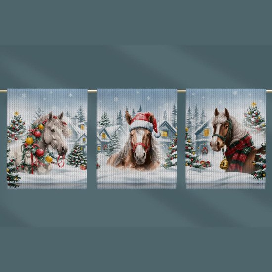 Комплект полотенец для кухни 3 шт. "Vse Doma" Три сказочных коня рис.60326-1 45*60 см