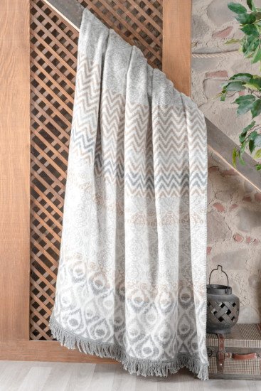 Плед Lily бежевый/серый 150*200 см