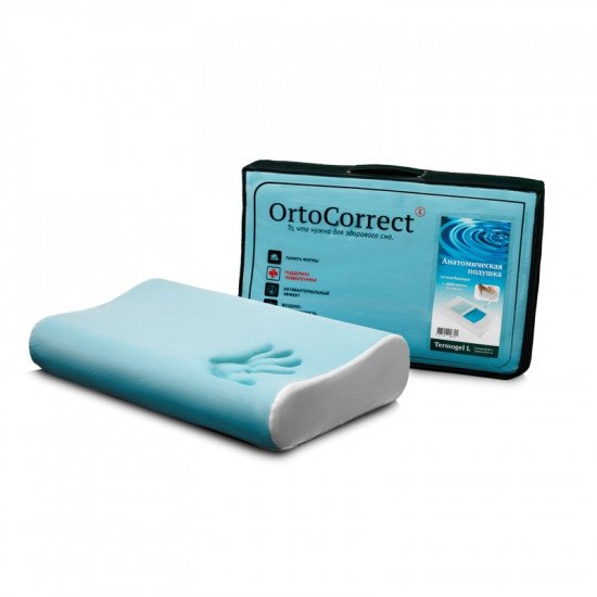 Подушка с эффектом памяти "OrtoCorrect" Termogel L охлаждающая 38*58*10/12 см