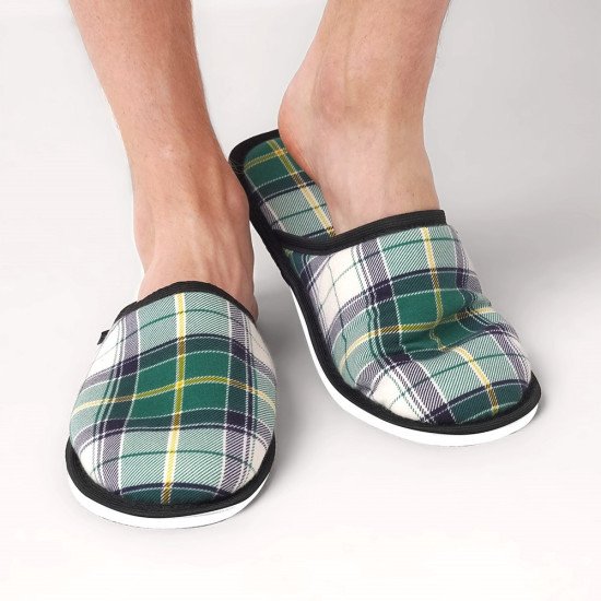 Тапочки мужские "Clever" арт.SM450711 темно-зеленый/молочный 43