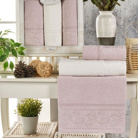 Комплект махровых полотенец 3 шт. "Two Dolphins" Penza светло-лиловый 50*90 см-2 шт, 70*140 см-1 шт