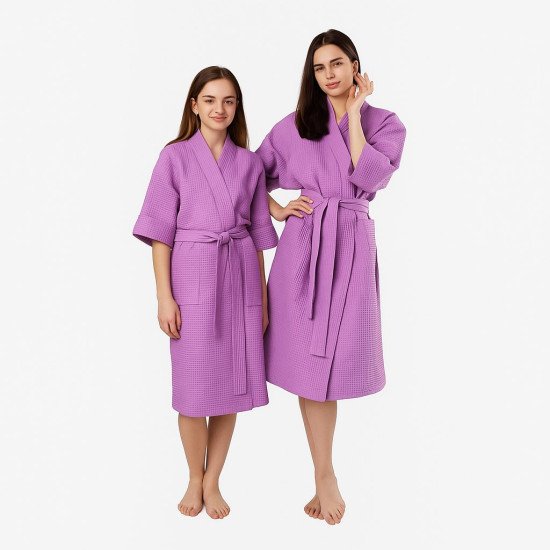 Халат вафельный  Кимоно сиреневый 48-50 (L/XL)