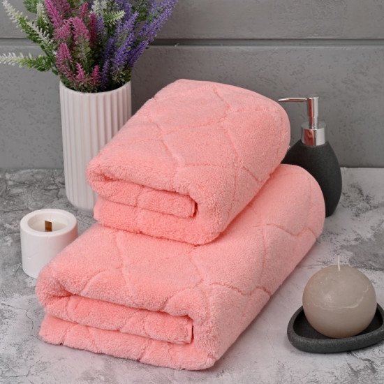 Полотенце махровое 1 шт "Ceylin's" Elips персиковый 50*90 см