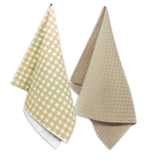 Комплект кухонных полотенец 2 шт "Гранд Стиль" клетка олива 35*60 см