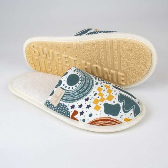 Тапочки женские "Woolhouse" Этника молочный 38/39