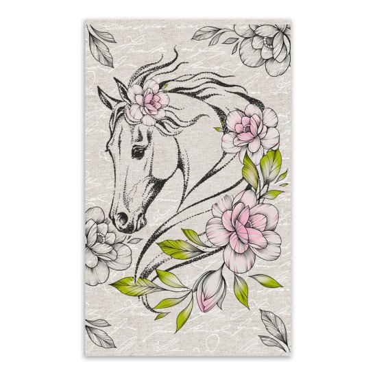 Полотенце кухонное "Гранд Стиль" лошадь и цветы 40*60 см