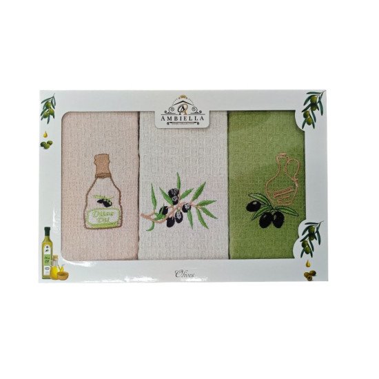 Комплект полотенец для кухни 3 шт. "Ambiella" Олива v1 40*60 см
