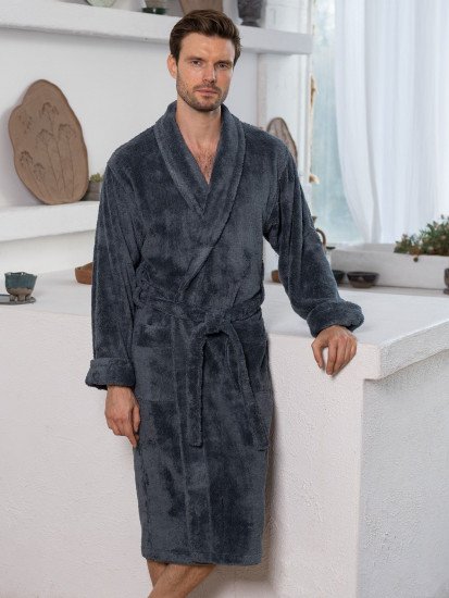 Халат мужской махровый "Vien" New Cotton antracit 48 (L)