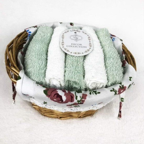 Комплект махровых салфеток 5 шт "Sofi De Marko" Грэй бирюза 30*30 см