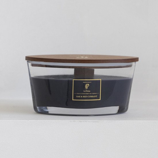 Аромасвеча "La Prima" эффект камина Oak&Red Currant/Дуб и Красная смородина 250 г