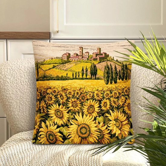 Декоративная наволочка "Гобелен" Тоскана Подсолнухи 45*45 (±2) см