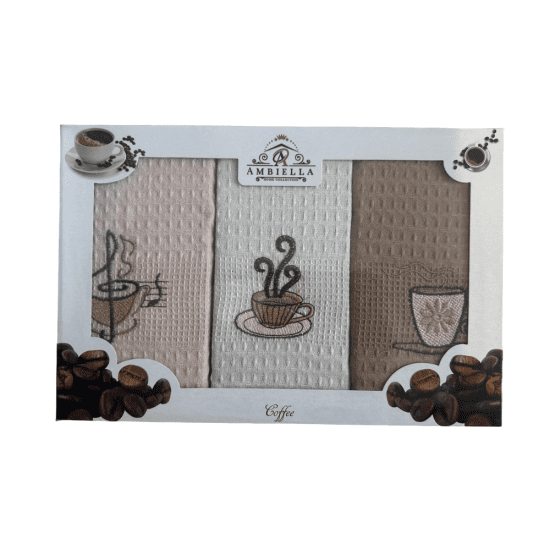 Комплект полотенец для кухни 3 шт. "Ambiella" Кофе v1 40*60 см