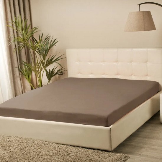Простыня на резинке Трикотаж Tencel мокко 140*200 высота 30 см