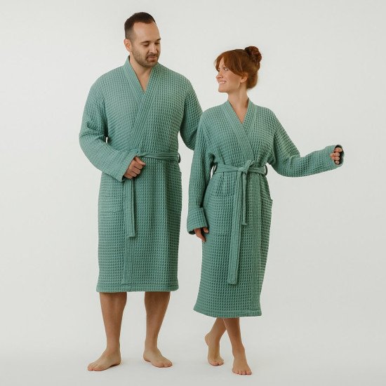 Халат вафельный Бохо Кимоно мята 52-54 (2XL/3XL)
