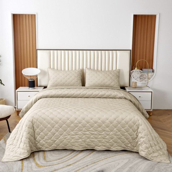 Покрывало  с наволочками Лея кремовый 240*260 см