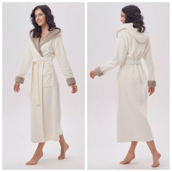 Халат женский велюровый "Vien" Olivia cream 52 (2XL)