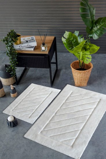 Комплект ковриков для ног в ванную 2 шт. "Do&Co" Cross экрю 40*60 см, 60*100 см