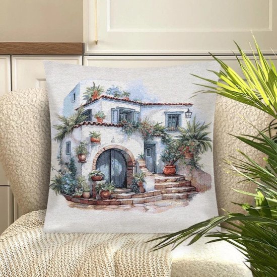 Декоративная наволочка "Гобелен" Оливки Греция Пальмы 45*45 (±2) см