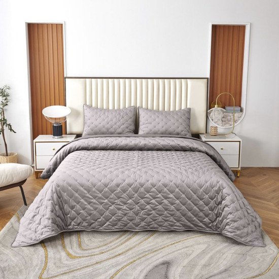 Покрывало  с наволочками Лея серебро 240*260 см