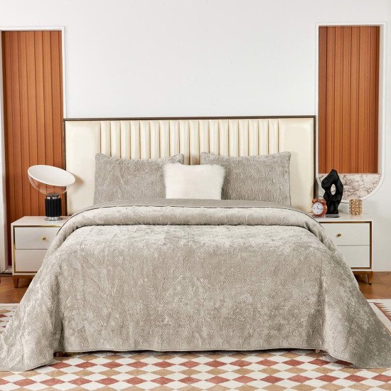 Покрывало  с наволочками Розалин бежевый 240*260 см