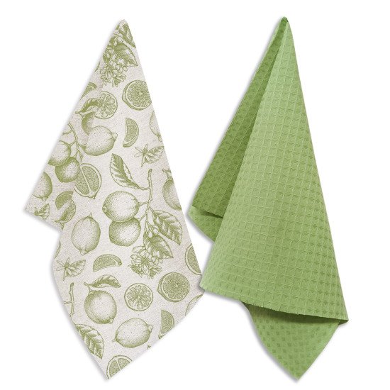 Комплект кухонных полотенец 2 шт "Гранд Стиль" лимон на полосе 39*60 -1 шт, 35*60 - 1 шт.