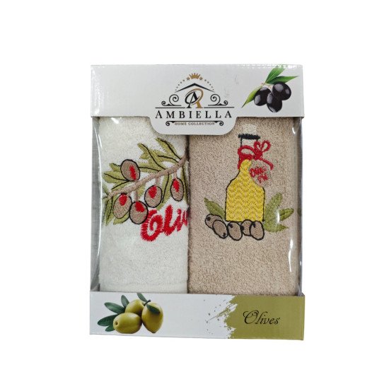 Комплект махровых полотенец для кухни 2 шт. "Ambiella" Олива v5 30*50 см
