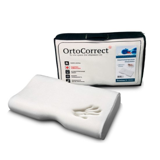 Подушка с эффектом памяти "OrtoCorrect" Premium 2 Plus 34*58*10/12 см
