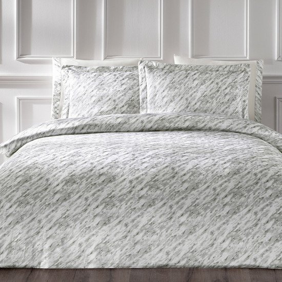 Постельное белье Сатин/шелк- Blurry серый Евро