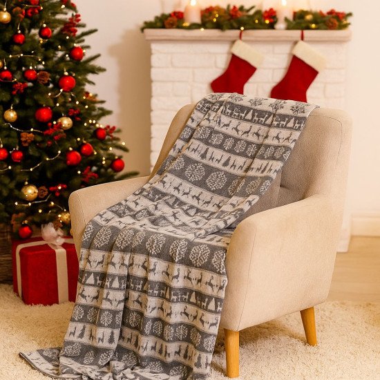 Плед "Vladi" Олени бело-серый 140*200 см