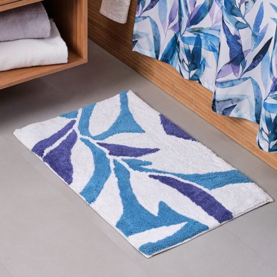 Коврик для ног в ванную "Moroshka" Akvarel белый/голубой 50*80 см