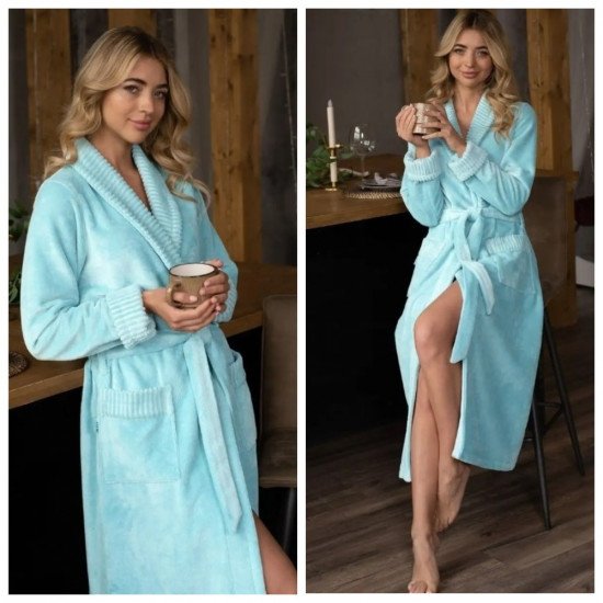Халат женский велюровый "Vien" Anastasia mint 54 (3XL)