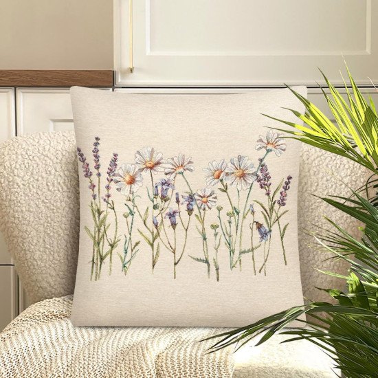 Декоративная наволочка "Гобелен" Ромашки меланж 45*45 (±2) см