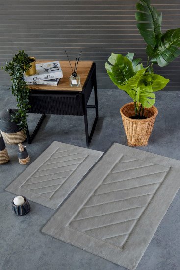 Комплект ковриков для ног в ванную 2 шт. "Do&Co" Cross серый 40*60 см, 60*100 см