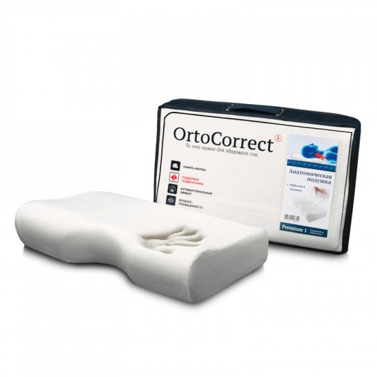 Подушка с эффектом памяти "OrtoCorrect" Premium 1 34*54*9/12 см