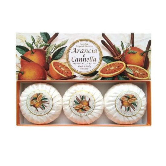 Подарочный набор растительного мыла 3 шт. "Saponicifio Artiginale Fiorentino" Апельсин и Корица 3*100 г