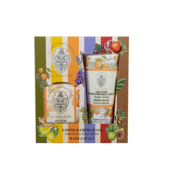 Подарочный парфюмированный набор для рук 2 предмета "La Florentina" Фруктовые сады Orange&Wild Fennel/Апельсин и дикий фенхель 75 мл, 106 г