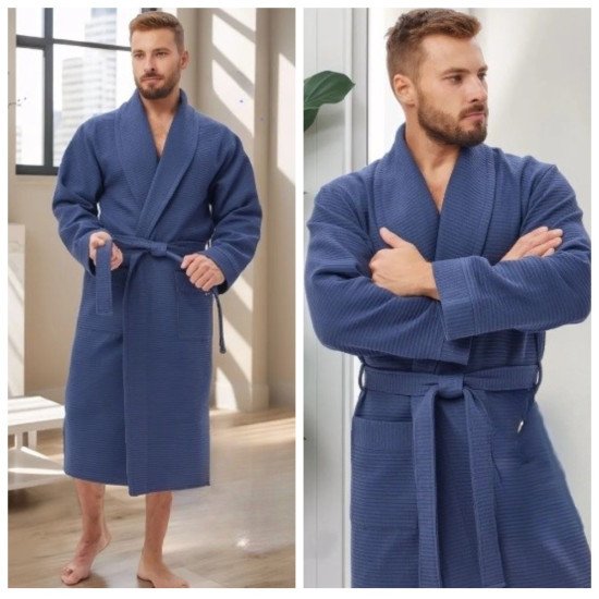 Халат мужской вафельный "Vien" Liberty denim 52 (2XL)