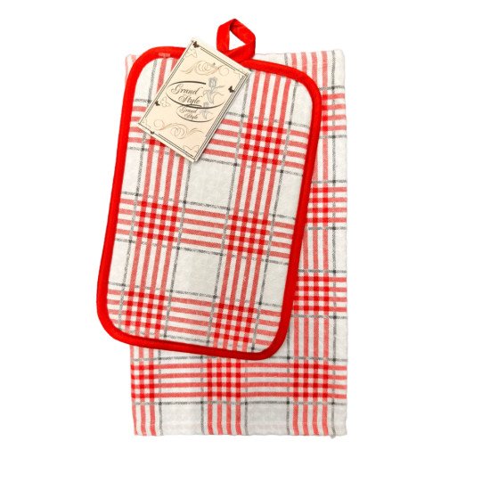 Комплект для кухни 2 предмета "Гранд Стайл" винтаж красная 27*46 см , 14*22 см