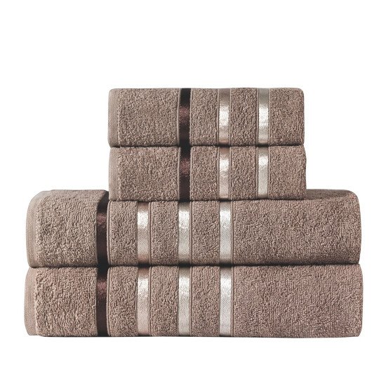 Комплект махровых полотенец 4 шт. "Karna" Bale кофейный 50*80 см-2 шт, 70*140 см-2 шт