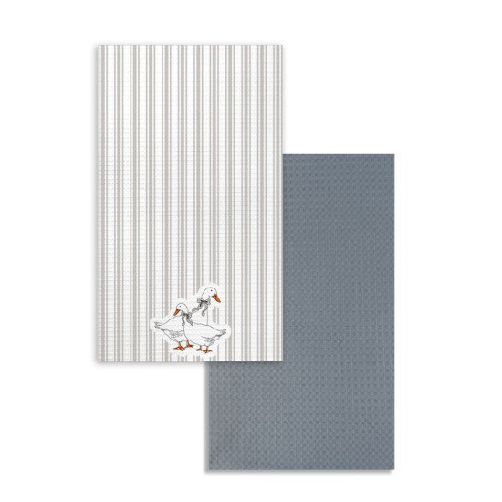 Комплект кухонных полотенец 2 шт "Гранд Стиль" гуси полоса 35*60 см