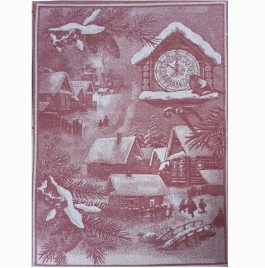 Полотенце кухонное "Белорусский Лён"  Новогоднее время бордо 50*70 см-1 шт