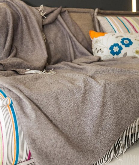 Плед "Paters" Familia с кашемиром Alice белый/коричневый 140*200 см