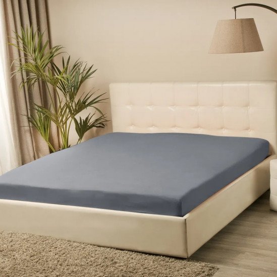 Простыня на резинке Трикотаж Tencel графит 180*200 высота 30 см