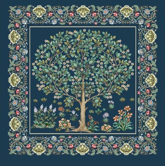 Декоративная наволочка "Гобелен" Древо кобальт 45*45 (±2) см