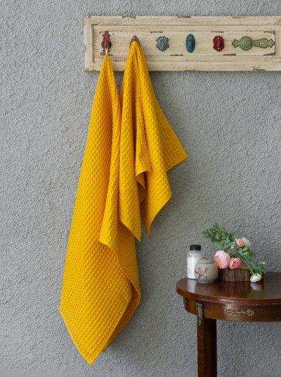 Полотенце вафельное 1 шт  "Votex"  горчица 44*90 см