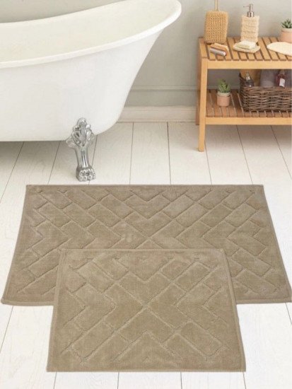 Комплект ковриков для ног в ванную 2 шт. "Karven" Parke светло-бежевый 50*60 см, 60*100 см